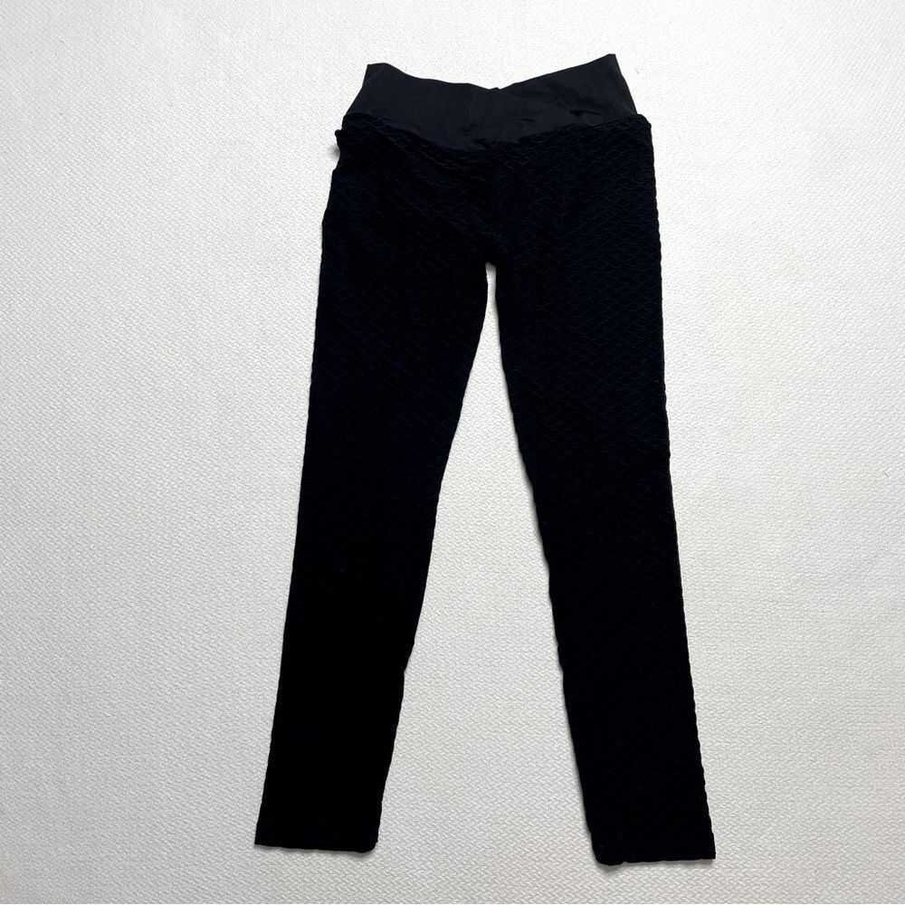 BoomBooty Leggings Textured Pattern Black Women's Size Large